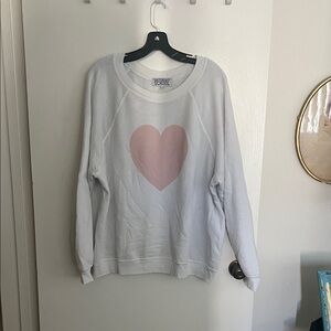 White Sweatshirt with Pink Heart